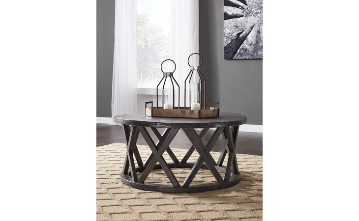 Sharzane ROUND COFFEE TABLE ASHLEY Grayish Brown T711-8