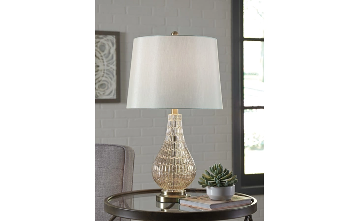 Latoya GLASS TABLE LAMP (1/CN) ASHLEY Champagne L430594