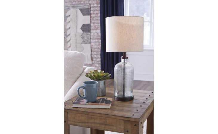 Bandile GLASS TABLE LAMP (1/CN) ASHLEY Clear/Bronze Finish L430674