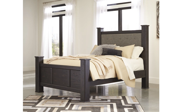 Reylow QUEEN UPH POSTER HEADBOARD ASHLEY Dark Brown B555-67