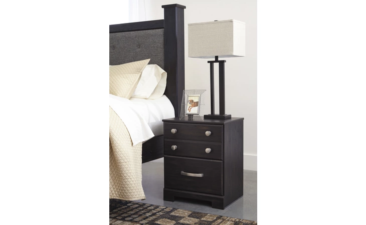 Reylow TWO DRAWER NIGHT STAND ASHLEY Dark Brown B555-92