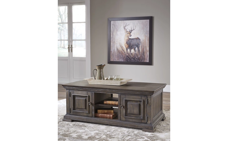 T813-1 Wyndahl - Rustic Brown COFFEE TABLE WITH STORAGE