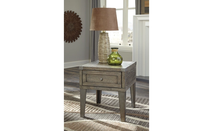 Chazney RECTANGULAR END TABLE ASHLEY FURNITURE Rustic Brown T904-3