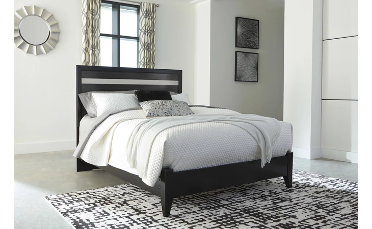 Starberry QUEEN PANEL FOOTBOARD W/RAILS ASHLEY Black B304-54