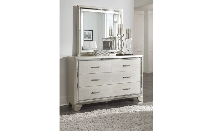 Lonnix BEDROOM MIRROR ASHLEY FURNITURE Silver Finish B410-26