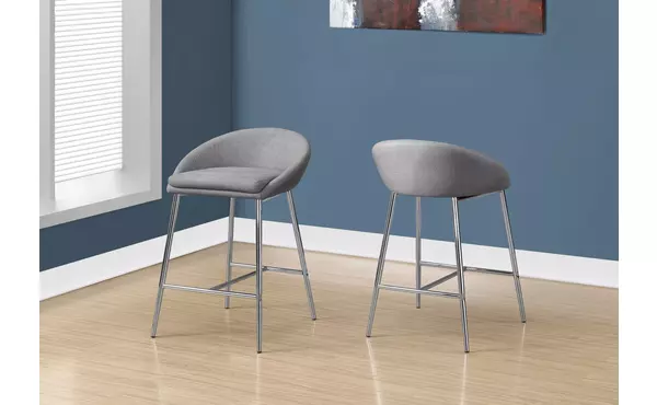 I2298 BARSTOOL - 2PCS / GREY FABRIC / CHROME / COUNTER HEIGHT MONARCH SPECIALTIES  I2298