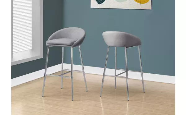 I2299 BARSTOOL - 2PCS / GREY FABRIC / CHROME BASE / BAR HEIGHT MONARCH SPECIALTIES  I2299