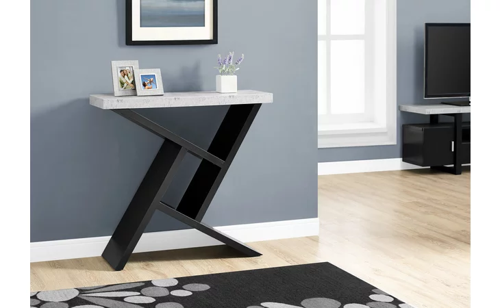 I2406 ACCENT TABLE - 36 L - BLACK - CEMENT-LOOK HALL CONSOLE MONARCH SPECIALTIES  I2406