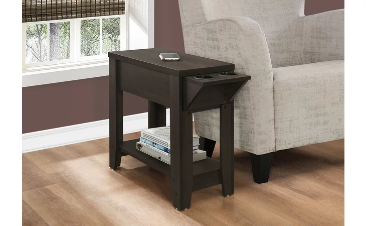 I3197 ACCENT TABLE - 23 H - ESPRESSO WITH A GLASS HOLDER MONARCH SPECIALTIES  I3197