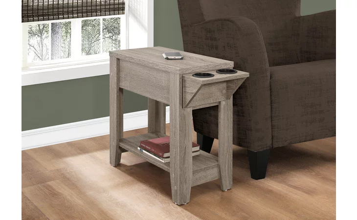 I3198  ACCENT TABLE - 23 H - DARK TAUPE WITH A GLASS HOLDER