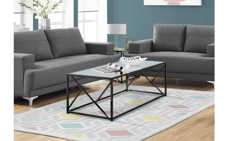 I3395 COFFEE TABLE - BLACK NICKEL METAL - MIRROR TOP MONARCH SPECIALTIES  I3395