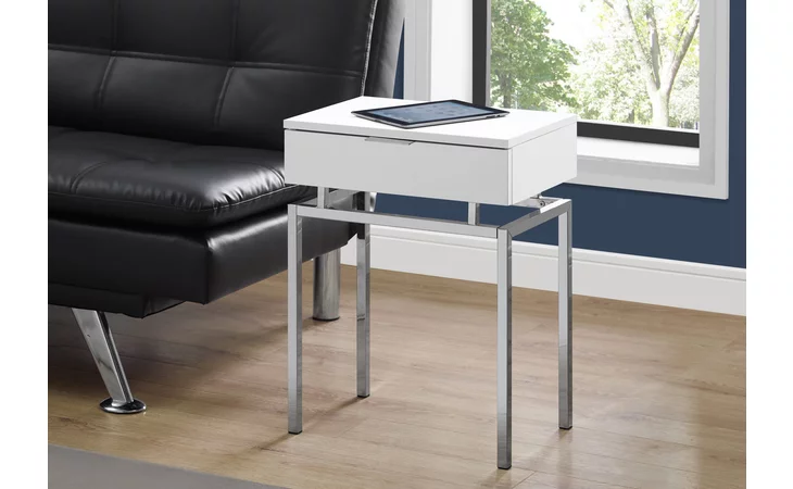 I3460  ACCENT TABLE - 24 H - GLOSSY WHITE - CHROME METAL