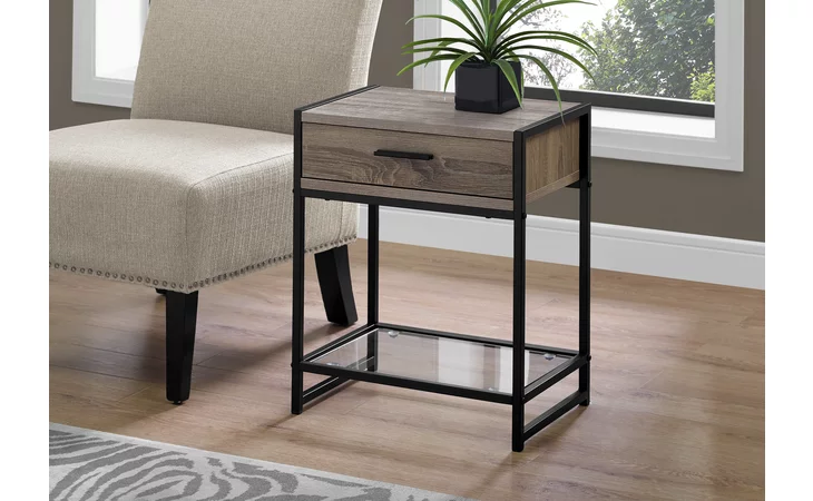 I3501
  ACCENT TABLE - 22 H - DARK TAUPE - BLACK - TEMPERED GLASS