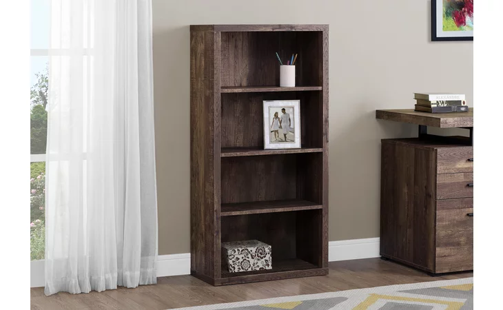 I7404 BOOKCASE - 48 H - BROWN RECLAIMED WOOD-LOOK- ADJ. SHELVES MONARCH SPECIALTIES  I7404