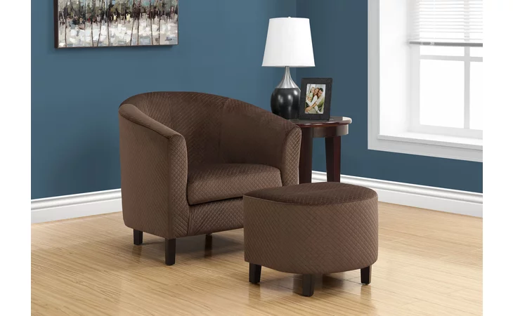 I8239  ACCENT CHAIR - 2PCS SET - DARK BROWN QUILTED FABRIC