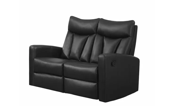 I87BK-2  RECLINING - LOVE SEAT BLACK BONDED LEATHER