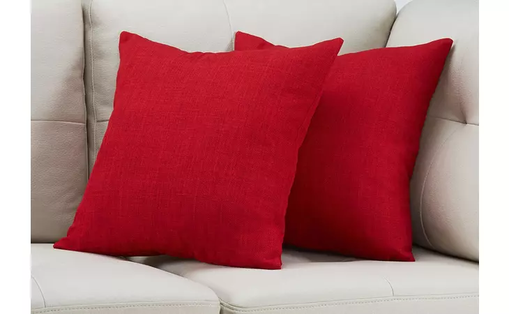 I9317  PILLOW - 18 X 18 - LINEN PATTERNED RED - 2PCS