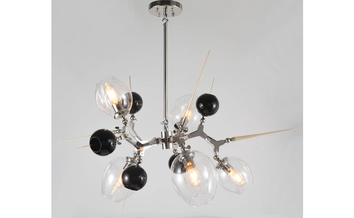 BE02 SHINY NICKEL ALUMINIUM FRAME W GLASS SHADE SPIKE, D37