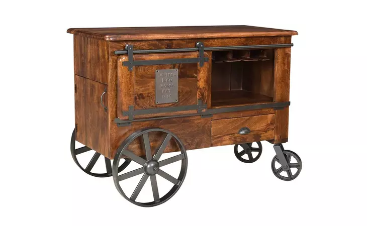 37127  TWO DOOR ONE DRAWER WINE CART