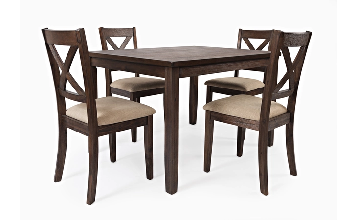 1875 WALNUT CREEK COLLECTION 5 PACK - TABLE AND 4  X-BACK CHAIRS W/UPH SEAT; CHAIR - 18X21X37 WALNUT CREEK COLLECTION