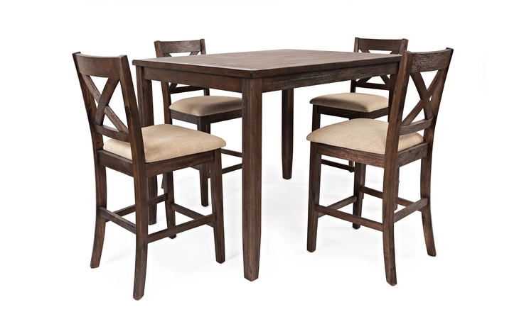1876 WALNUT CREEK COLLECTION 5 PACK - TABLE AND 4  X-BACK STOOLS W/UPH SEAT; STOOL - 18X21X39 WALNUT CREEK COLLECTION