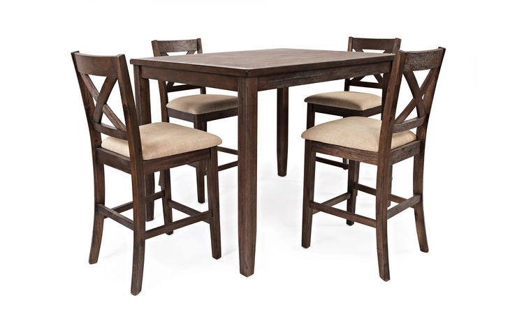 WALNUT CREEK COLLECTION 5 PACK - TABLE AND 4  X-BACK STOOLS W/UPH SEAT; STOOL - 18X21X39 WALNUT CREEK COLLECTION JOFRAN  1876