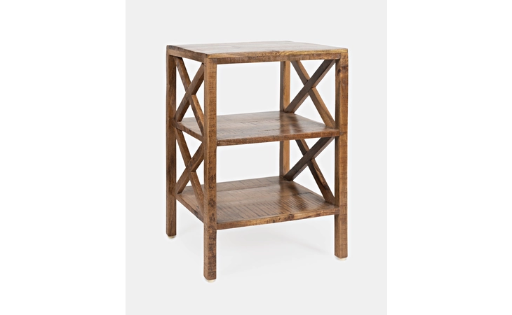 1730-35 GLOBAL ARCHIVE COLLECTION DYLAN X SIDE ACCENT TABLE W/ 2 SHELVES - AMBER GLOBAL ARCHIVE COLLECTION