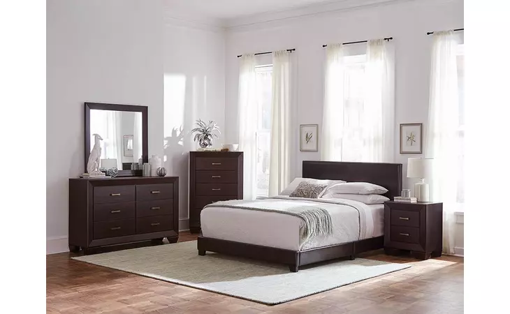 300762KW  DORIAN BROWN FAUX LEATHER UPHOLSTERED CALIFORNIA KING BED