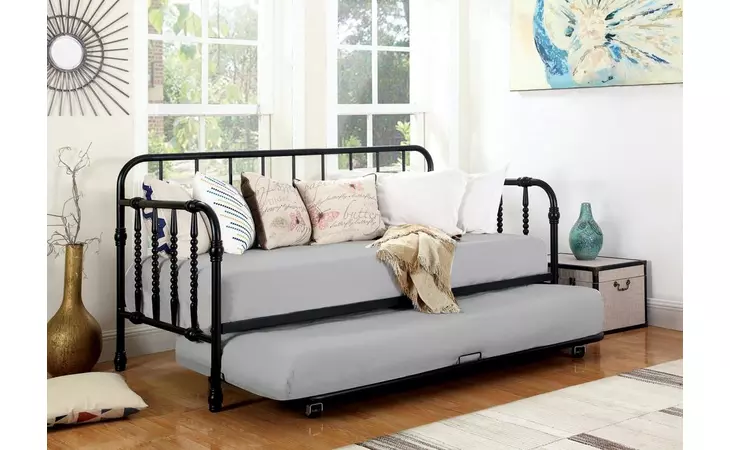 300765 TWIN METAL DAYBED WITH TRUNDLE BLACK COASTER  300765