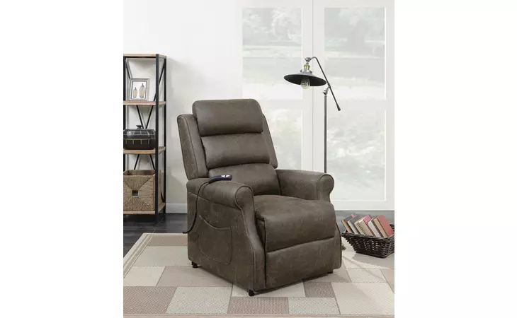650303 UPHOLSTERED POWER LIFT RECLINER BROWN COASTER  650303