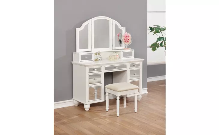 930133 2-PIECE VANITY SET WHITE AND BEIGE COASTER  930133