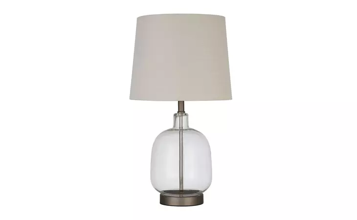 920017  EMPIRE TABLE LAMP BEIGE AND CLEAR