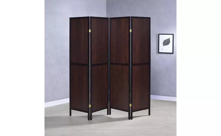 961414  4-PANEL FOLDING SCREEN TOBACCO AND CAPPUCCINO