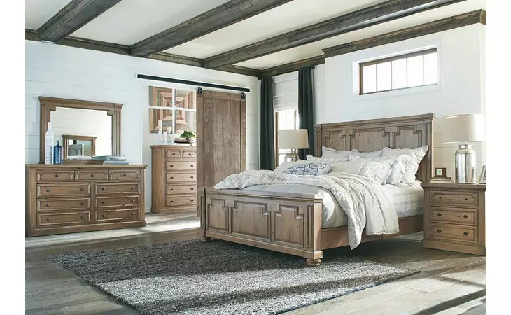 205170Q  FLORENCE TRADITIONAL RUSTIC SMOKE QUEEN BED