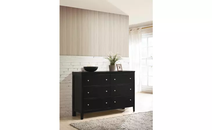 215863  CARLTON 6-DRAWER RECTANGULAR DRESSER BLACK