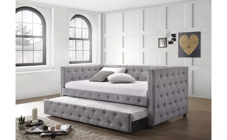 302161 MOCKERN TUFTED UPHOLSTERED DAYBED WITH TRUNDLE GREY COASTER  302161