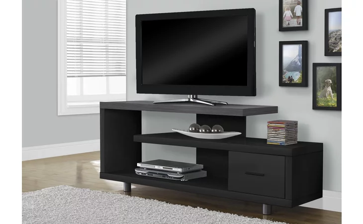 I2575  TV STAND - 60 L - BLACK - GREY TOP WITH 1 DRAWER