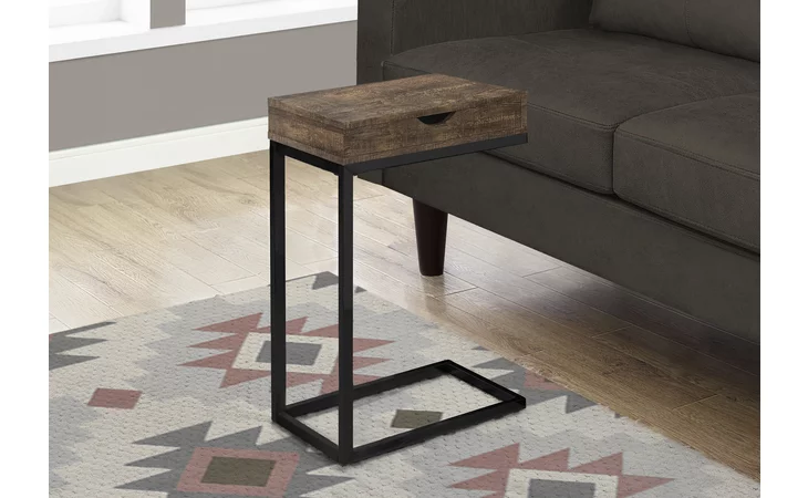 I3406 ACCENT TABLE - BROWN RECLAIMED WOOD-LOOK / BLACK / DRAWER MONARCH SPECIALTIES  I3406