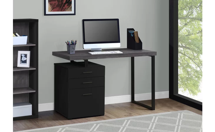 I7411  COMPUTER DESK - 48 L - BLACK - GREY TOP LEFT-RIGHT FACING