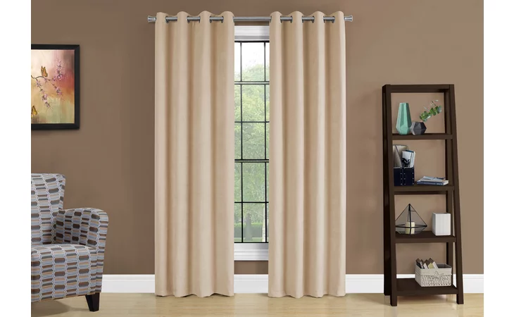 I9800 CURTAIN PANEL - 2PCS - 54 W X 84 H BEIGE ROOM DARKENING MONARCH SPECIALTIES  I9800