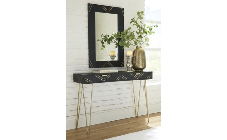 A4000212 Coramont - Black/Gold Finish CONSOLE TABLE W MIRROR (2 CN)