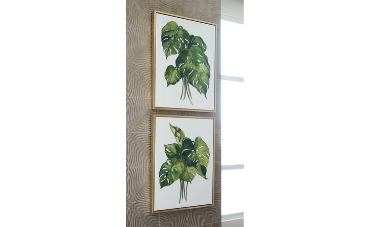 A8000280 Jakayla - Green/White WALL ART SET (2/CN)/JAKAYLA