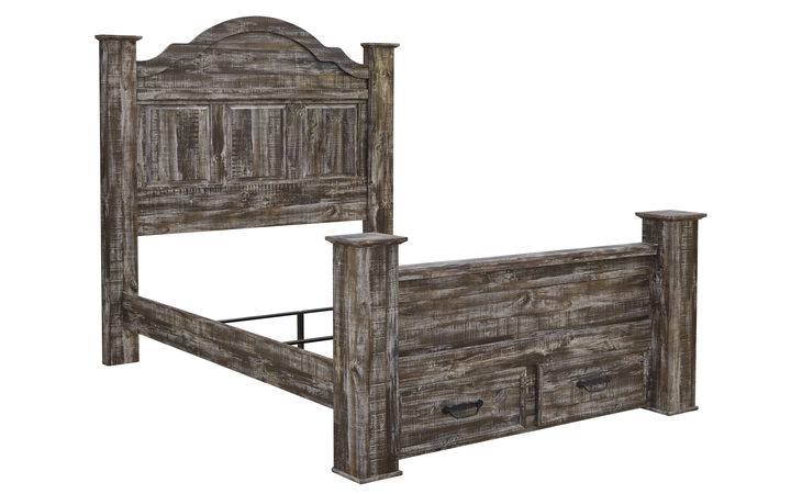 B297-50 Lynnton - Rustic Brown QUEEN FOOTBOARD STORAGE BOX