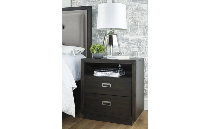 Hyndell TWO DRAWER NIGHT STAND ASHLEY Dark Brown B731-92