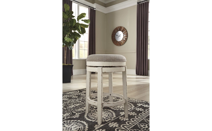 Realyn UPH SWIVEL STOOL (1/CN) ASHLEY Chipped White D743-024