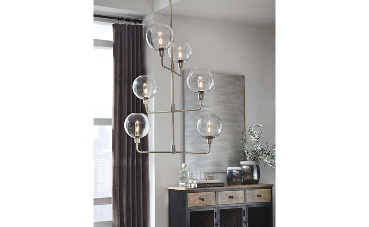 Merton - Clear/Silver Finish METAL PENDANT LAMP (1/CN) ASHLEY Metal Pendant Lamp (1/CN) L000938