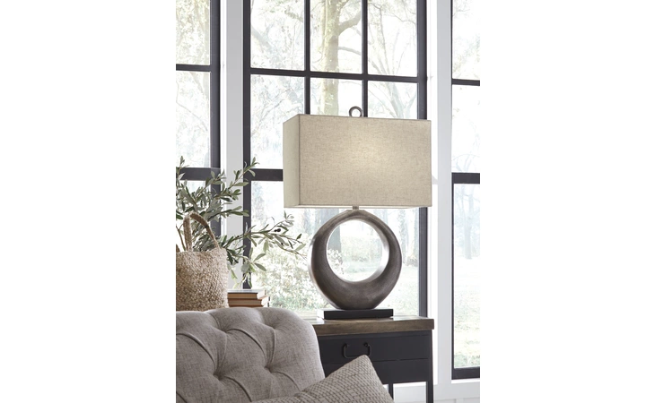 Saria METAL TABLE LAMP (1/CN) ASHLEY Antique Silver Finish L207394