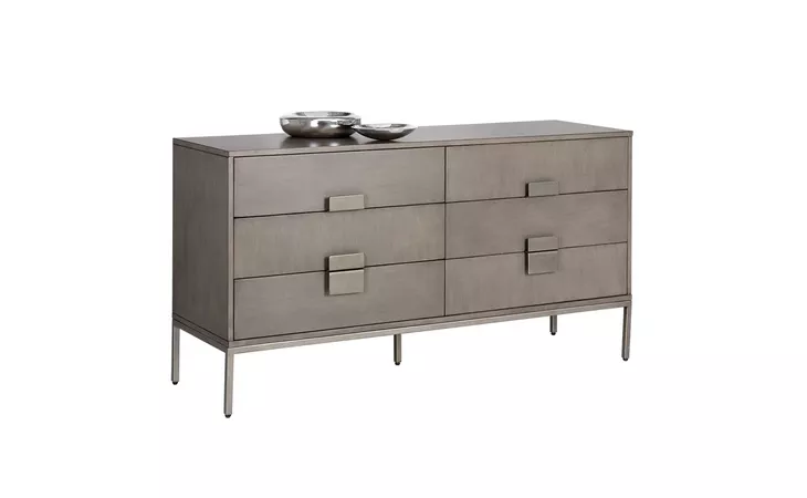 JADE JADE DRESSER - ANTIQUE SILVER - ASH GREY SUNPAN FURNITURE  104083