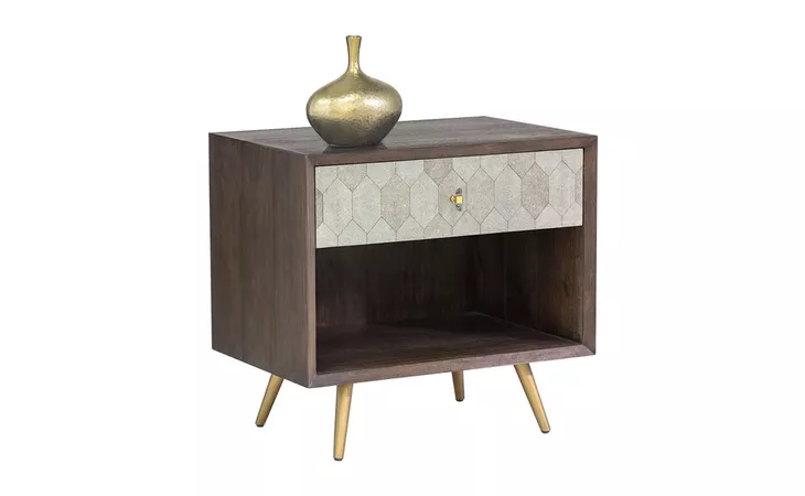 ANISTON ANISTON NIGHTSTAND - DARK MANGO - TAUPE SHAGREEN SUNPAN FURNITURE  104989
