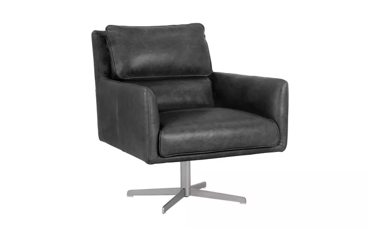 EASTON EASTON SWIVEL LOUNGE CHAIR - MARSEILLE BLACK LEATHER SUNPAN  104598